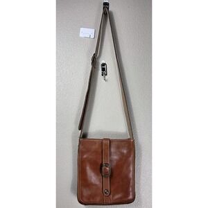 Patricia Nash Venezia Italian Leather  Crossbody Bag Cognac Brown Adjustable